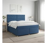 vidaXL Cama box spring con colchón con cabecera Azul 180 x 200 cm Tela