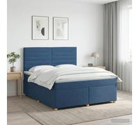 vidaXL Cama box spring con colchón con cabecera Azul 180 x 200 cm Tela
