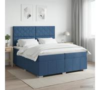 vidaXL Cama box spring con colchón con cabecera Azul 200 x 200 cm Tela