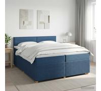 vidaXL Cama box spring con colchón con cabecera Azul 200 x 200 cm Tela