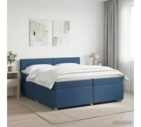 vidaXL Cama box spring con colchón con cabecera Azul 200 x 200 cm Tela