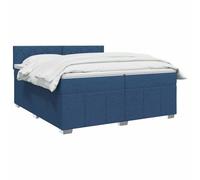 vidaXL Cama Box Spring con colchón con cabecera Azul 200 x 200 cm Tela