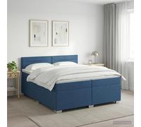 vidaXL Cama box spring con colchón con cabecera Azul 200 x 200 cm Tela