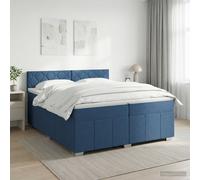 vidaXL Cama box spring con colchón con cabecera Azul 200 x 200 cm Tela