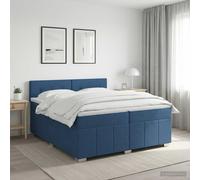 vidaXL Cama box spring con colchón con cabecera Azul 200 x 200 cm Tela