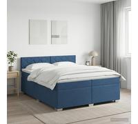 vidaXL Cama box spring con colchón con cabecera Azul 200 x 200 cm Tela