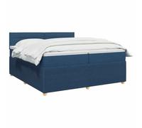 vidaXL Cama Box Spring con colchón con cabecera Azul 200 x 200 cm Tela