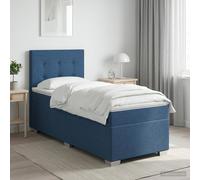 vidaXL Cama Box Spring con colchón con cabecera Azul 80 x 200 cm Tela