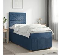 vidaXL Cama Box Spring con colchón con cabecera Azul 80 x 200 cm Tela
