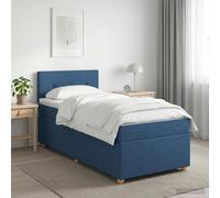 vidaXL Cama box spring con colchón con cabecera Azul 80 x 200 cm Tela