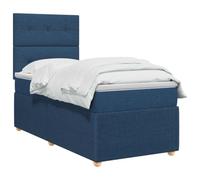 vidaXL Cama Box Spring con colchón con cabecera Azul 80 x 200 cm Tela, Dormitorio Moderno, Cama tapizada, cabecera Ajustable, colchón de resortes, Base de Listones cómoda