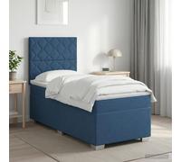 vidaXL Cama Box Spring con colchón con cabecera Azul 90 x 190 cm Tela