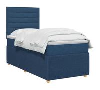vidaXL Cama box spring con colchón con cabecera Azul 90 x 190 cm Tela