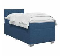 vidaXL Cama box spring con colchón y cabecera ajustable Azul 90 x 200 cm Tela