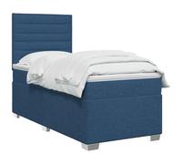 vidaXL Cama Box Spring con colchón con cabecera Azul 90 x 200 cm Tela