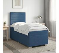 vidaXL Cama box spring con colchón con cabecera Azul 90 x 200 cm Tela