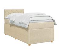 vidaXL Cama box spring con colchón con cabecera Crema 80 x 200 cm Tela