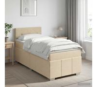 vidaXL Cama Box Spring con colchón con cabecera Crema 80 x 200 cm Tela