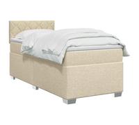 vidaXL Cama Box Spring con colchón con cabecera Crema 80 x 200 cm Tela, Cama Moderna con Base, cabecera Ajustable, Soporte cómodo, Espacio de sueño y Decoraciones geniales