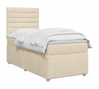 vidaXL Cama Box Spring con colchón con cabecera Crema 90 x 190 cm Tela