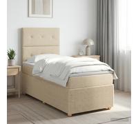 vidaXL Cama Box Spring con colchón con cabecera Crema 90 x 190 cm Tela
