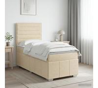 vidaXL Cama Box Spring con colchón con cabecera Crema 90 x 200 cm Tela