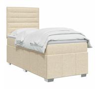 vidaXL Cama Box Spring con colchón con cabecera Crema 90 x 200 cm Tela