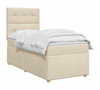 vidaXL Cama Box Spring con colchón con cabecera Crema 90 x 200 cm Tela