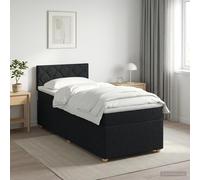 vidaXL Cama box spring con colchón con cabecera Negro 80 x 200 cm Tela