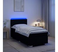 vidaXL Cama box spring con colchón con cabecera Negro 90 x 200 cm Tela