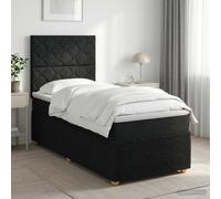 vidaXL Cama Box Spring con colchón con cabecera Negro 90 x 200 cm Tela