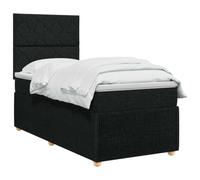 vidaXL Cama Box Spring con colchón con cabecera Negro 90 x 200 cm Tela