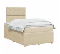 vidaXL Cama Box Spring con colchón Crema 120 x 190 cm Tela
