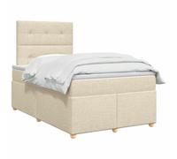 vidaXL Cama Box Spring con colchón Crema 120 x 200 cm Tela