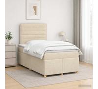 vidaXL Cama box spring con colchón Crema 120 x 200 cm Tela