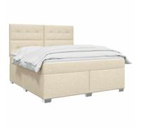 vidaXL Cama Box Spring con colchón Crema 140 x 190 cm Tela