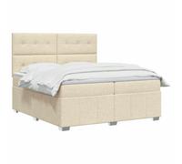 vidaXL Cama Box Spring con colchón Crema 140 x 190 cm Tela, Cama con somier, Moderna y Ajustable, Espuma cómoda, solución de sueño Genial, Montaje de colchón Aislante