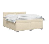 vidaXL Cama Box Spring con colchón Crema 140 x 200 cm Tela