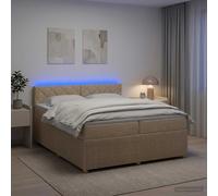 vidaXL Cama box spring con colchón Crema 200 x 200 cm Tela