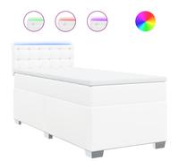 vidaXL Cama box spring con colchón cuero sintético blanco 100x200 cm