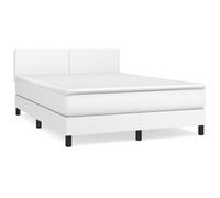 vidaXL Cama box spring con colchón cuero sintético Blanco 140 x 190 cm