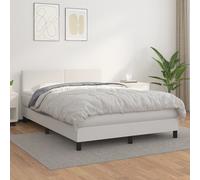 vidaXL Cama box spring con colchón cuero sintético blanco 140x190 cm