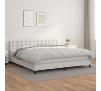 Cama con somier y colchón vidaXL, color blanco, 200x200 cm, tapizada en cuero sintético