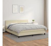 vidaXL Cama box spring con colchón cuero sintético crema 160x200 cm