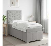 vidaXL Cama box spring con colchón Gris Claro 100 x 200 cm Tela