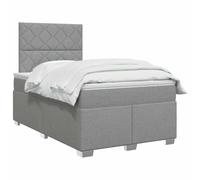 vidaXL Cama Box Spring con colchón Gris Claro 120 x 190 cm Tela