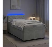 vidaXL Cama box spring con colchón Gris Claro 120 x 190 cm Terciopelo