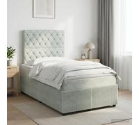 vidaXL Cama box spring con colchón Gris Claro 120 x 190 cm Terciopelo