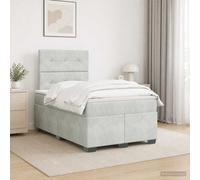 vidaXL Cama box spring con colchón Gris Claro 120 x 200 cm Terciopelo