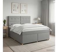 vidaXL Cama box spring con colchón Gris Claro 140 x 200 cm Tela